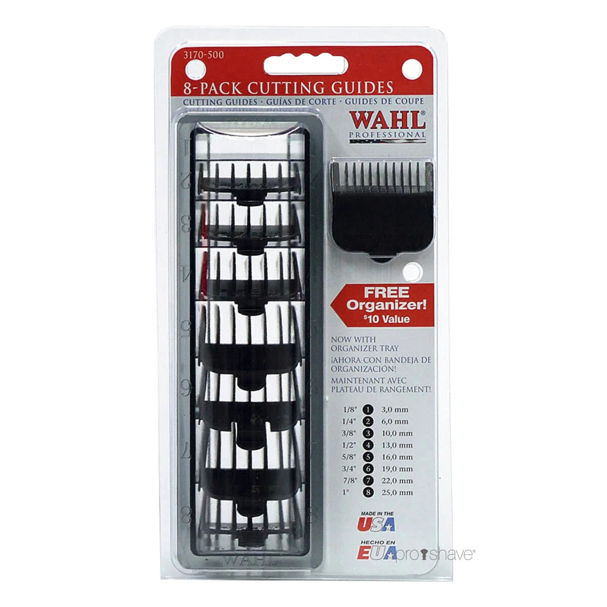 WAHL - Blistered 1-8 Cutting Guides - Black