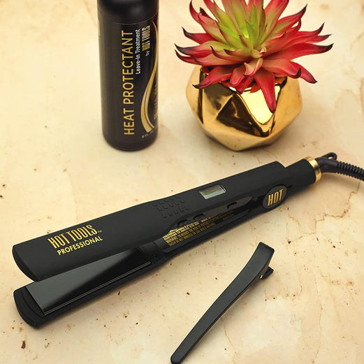 HOT TOOLS BLACK & GOLD DIGITAL FLAT IRON 1-1/4
