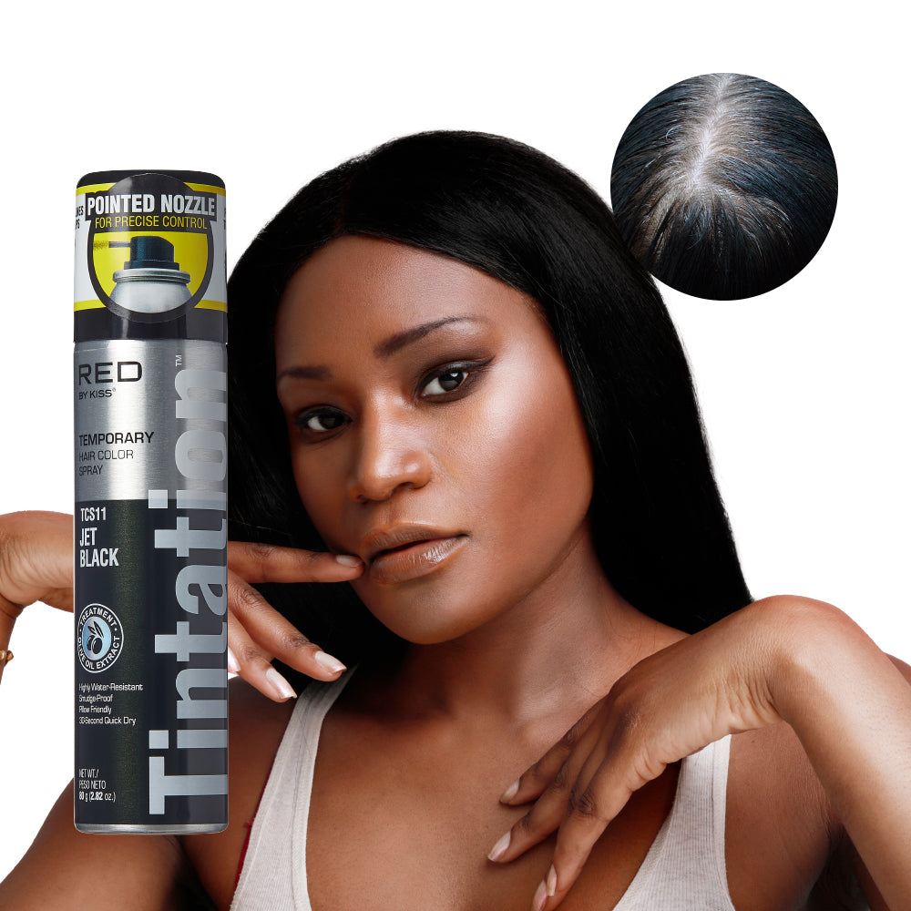 RED BY KISS TEMPORARY HAIR COLOR SPRAY TCS11 (JET BLK) 2.82 Oz