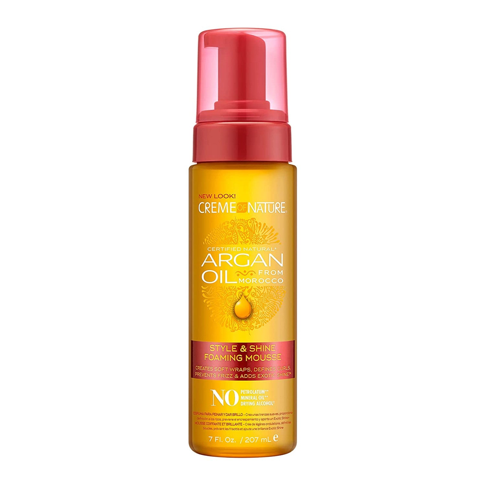 Creme Of Nature Certified Natural Argan Oil From Morocco, Style & Shine Foaming Mousse, 7 fl oz (207 ml)