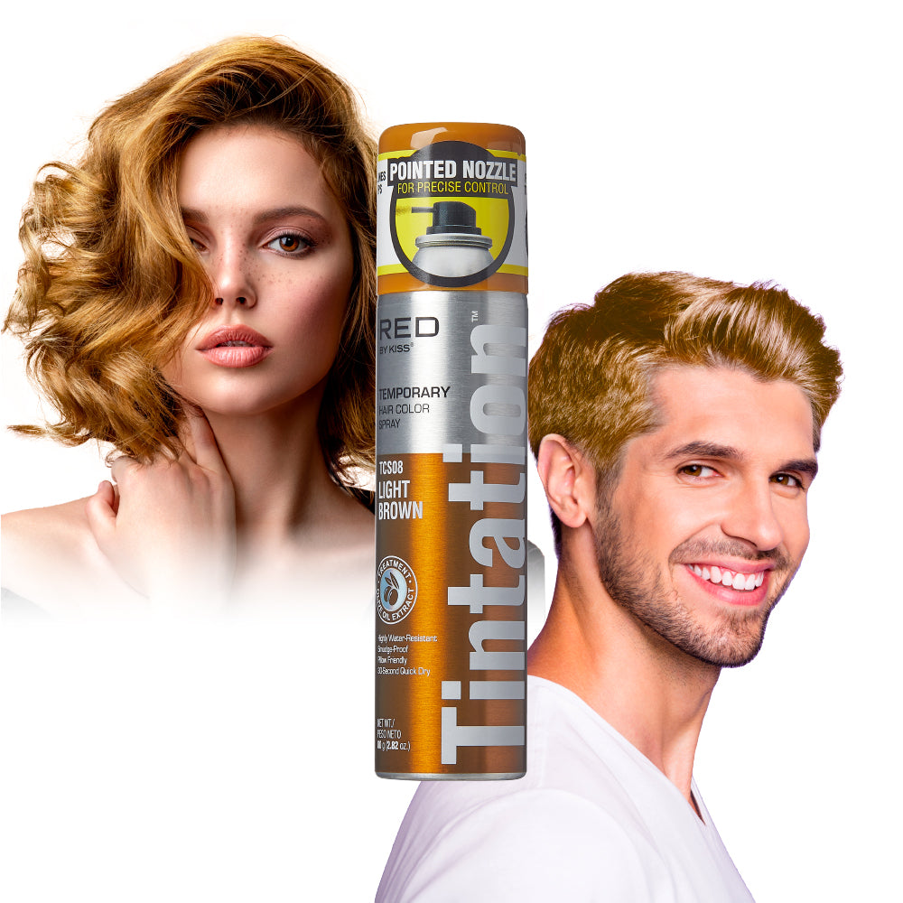 RED BY KISS TEMPORARY HAIR COLOR SPRAY TCS08 (Light BROWN) 2.82 Oz