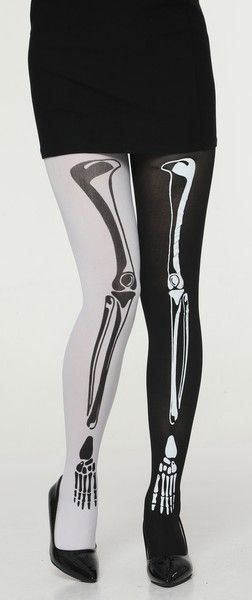 Skull Bone Stockings Black/White