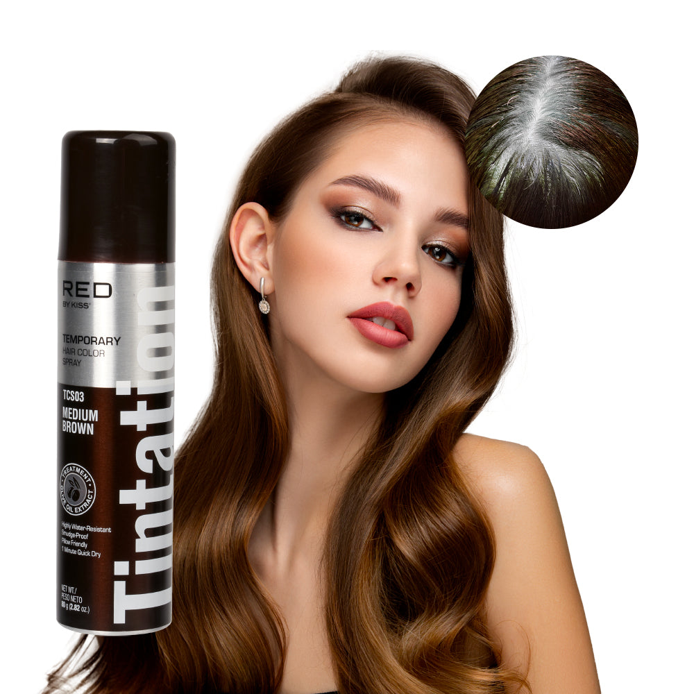 RED BY KISS TEMPORARY HAIR COLOR SPRAY TCS03 (MED BROWN) 2.82 Oz