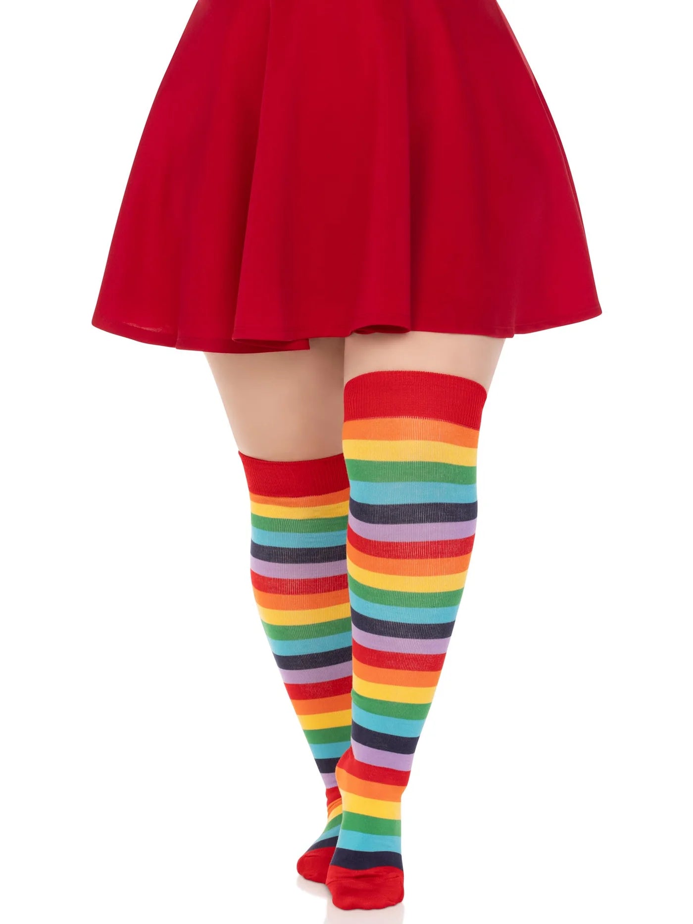 LEG AVENUE SPANDEX ACRYLIC RAINBOW STRIPED THIGH HIGH LEGGINGS