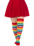 LEG AVENUE SPANDEX ACRYLIC RAINBOW STRIPED THIGH HIGH LEGGINGS