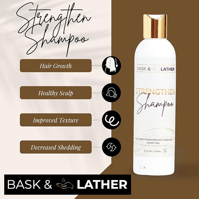 BASK & LATHER STRENGTHEN SHAMPOO 8OZ