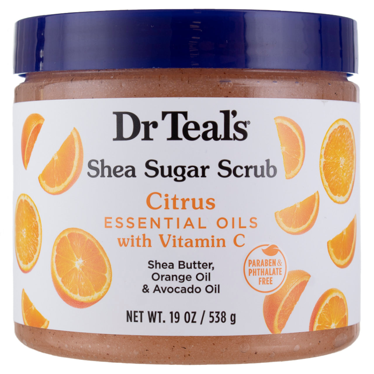 DR TEAL'S SHEA SUGAR BODY SCRUB, CITRUS ESSENTIAL OILS WITH VITAMIN C, 19oz