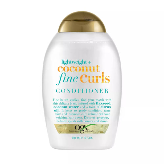 OGX Lightweight + Coconut Fine Curls Conditioner, Lightweight, Coconut Water Conditioner - 13 fl oz