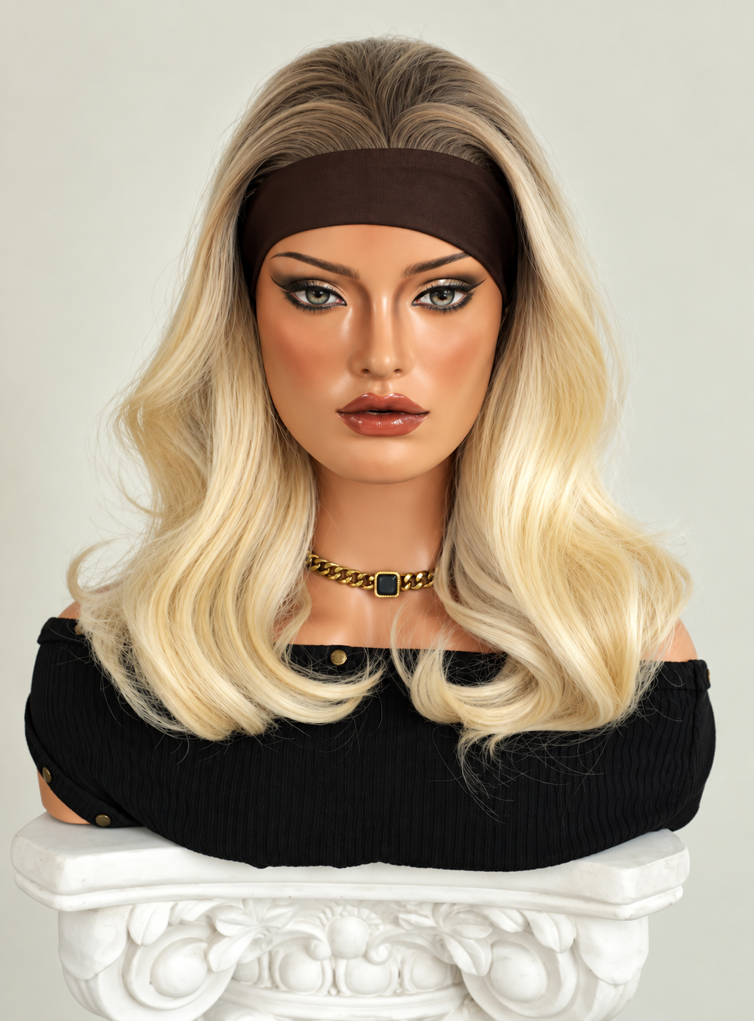 QING SOPHIA HEADBAND WIG (HONEY BLONDE WITH DARK ROOTS)