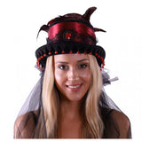 STEAMPUNK RED HAT WITH FEATHER