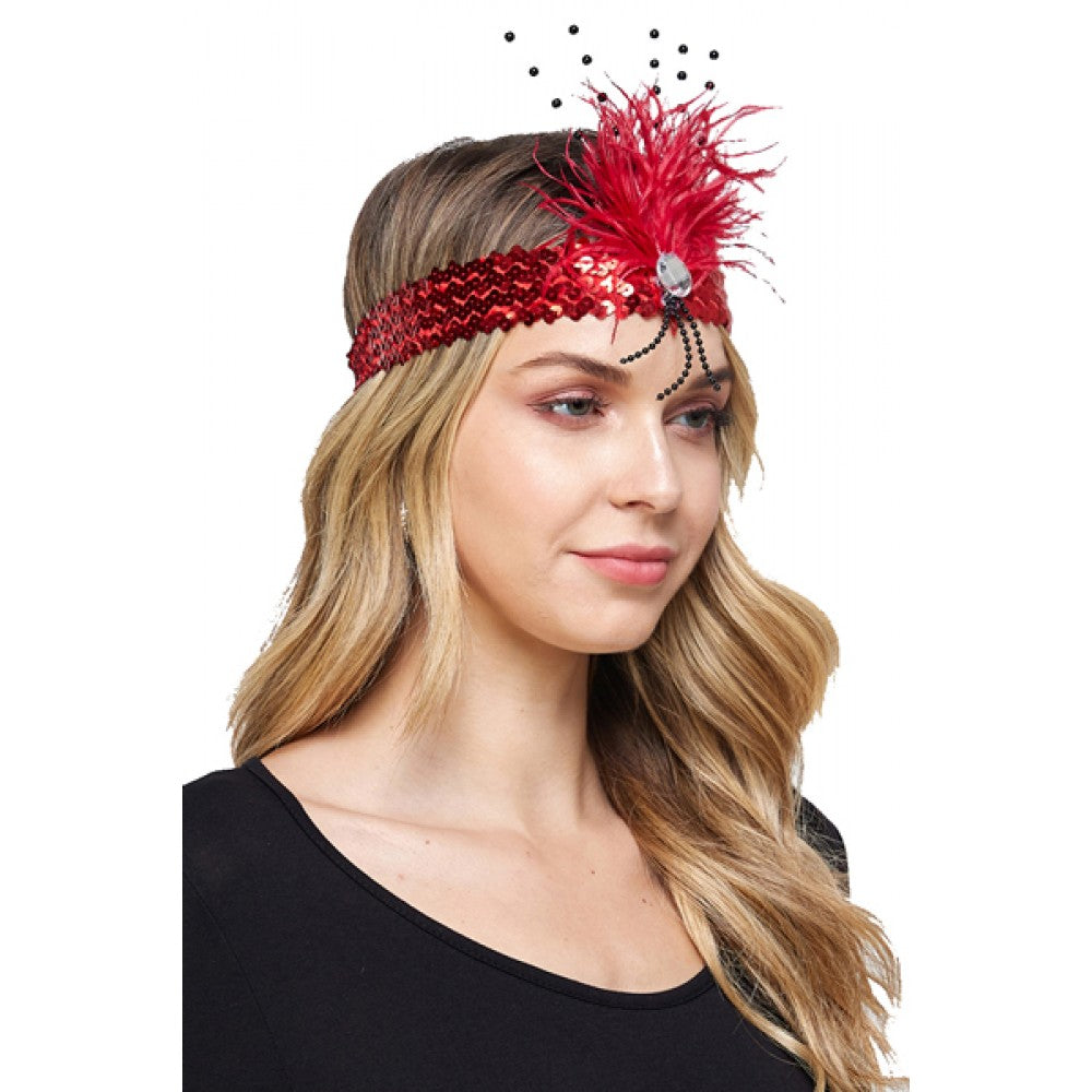 20'S FLAPPER HEADBAND (RED)