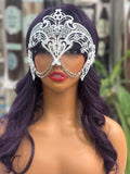 White Costume mask with gem stones / chain