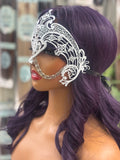 White Costume mask with gem stones / chain