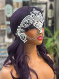 White Costume mask with gem stones / chain