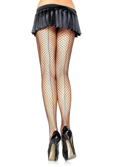 SPANDEX INDUSTRIAL NET BACKSEAM TIGHTS - BLACK (ONE SIZE)