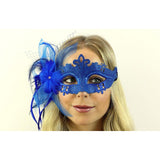 Blue Feather Flower Masquerade Mask