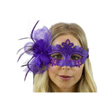 Purple Feather Flower Masquerade Mask