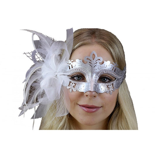 Silver Feather Masquerade Mask