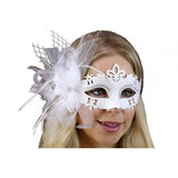 White Feather Masquerade Mask