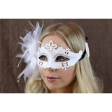 White Feather Masquerade Mask