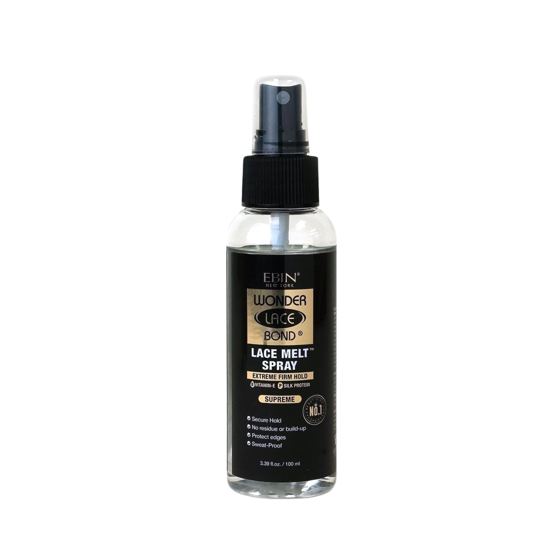 A spray bottle of EBIN-WONDER LACE BOND LACE MELT SPRAY, designed for styling wig edges and melting lace.