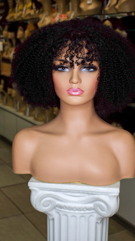 CARLA 12" 5X5 AFRO BANG HUMAN HAIR WIG