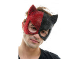 Red & Black Rhinestone Cat Mask