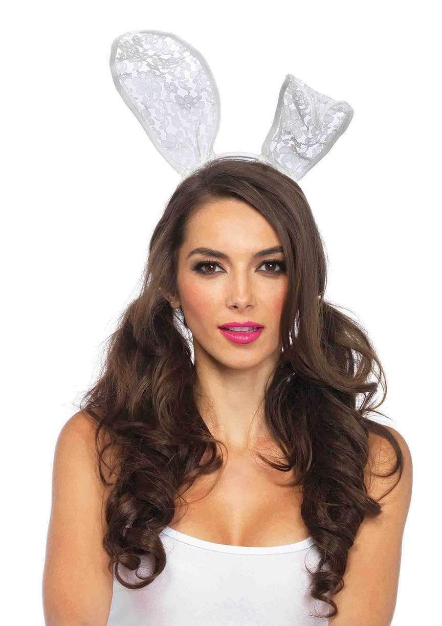 WHITE LACE BUNNY EAR HEADBAND