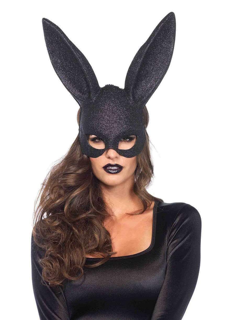 LEG AVENUE GLITTER MASQUERADE RABBIT MASK (BLACK)