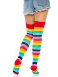 LEG AVENUE SPANDEX ACRYLIC RAINBOW STRIPED THIGH HIGH LEGGINGS