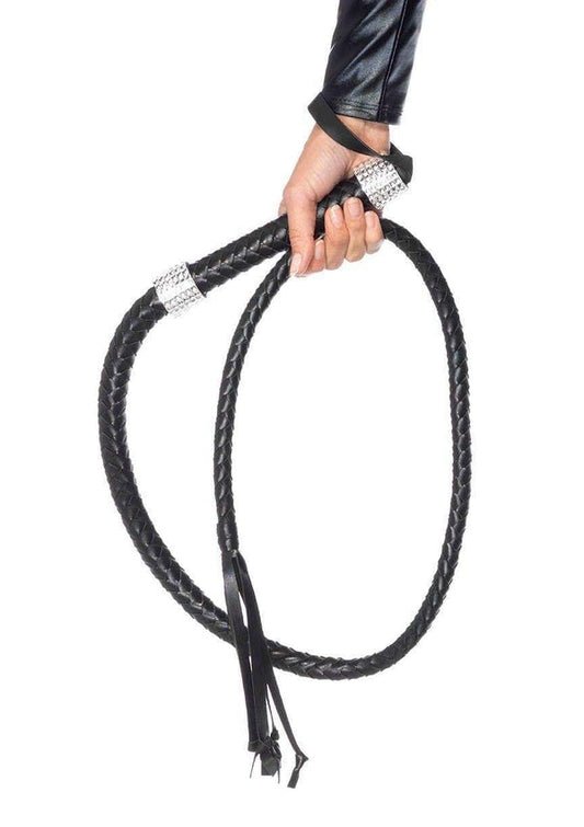 LEG AVENUE 54" BRAIDED WHIP WITH RHINESTONE LOOK HANDLE