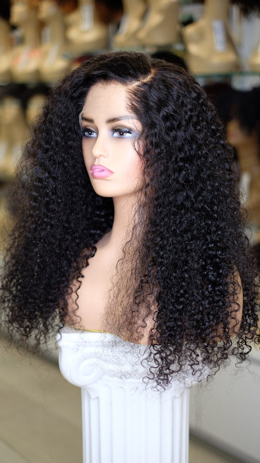 RUBY 20"CURL HD 13X4 HUMAN HAIR WIG (BLACK)
