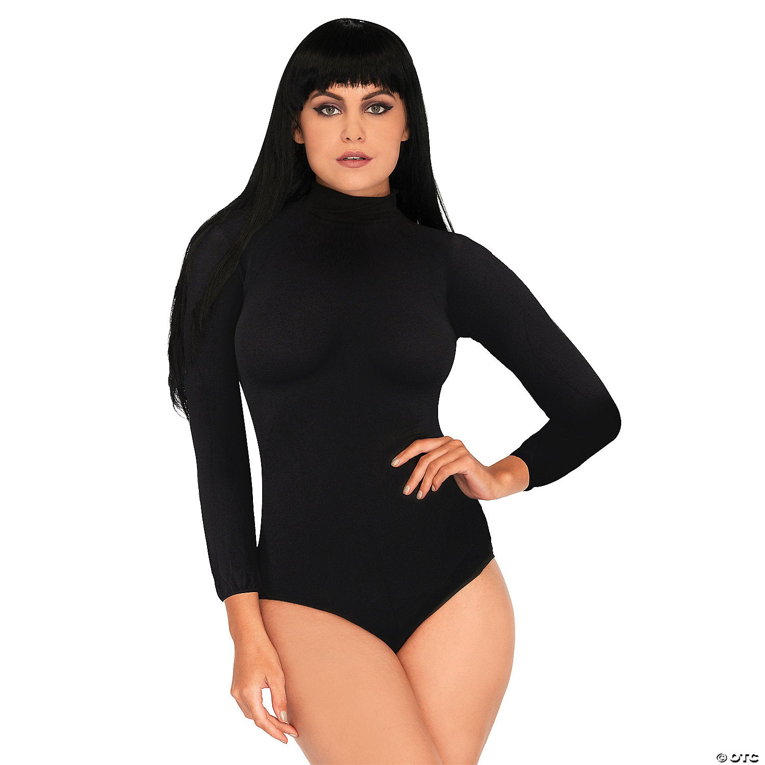 High Neck 3/4 Sleeve Bodysuit with Snap Crotch