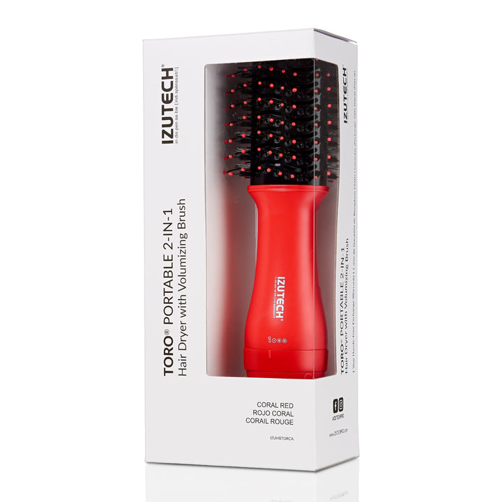 ISUTECH PORTABLE 2 IN 1 DRYER WITH VOLUMIZING BRUSH RED