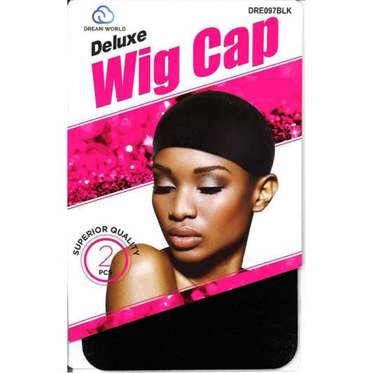 DREAM WORLD DELUXE WIG CAP SUPERIOR QUALITY 2PCS DRE097BLK