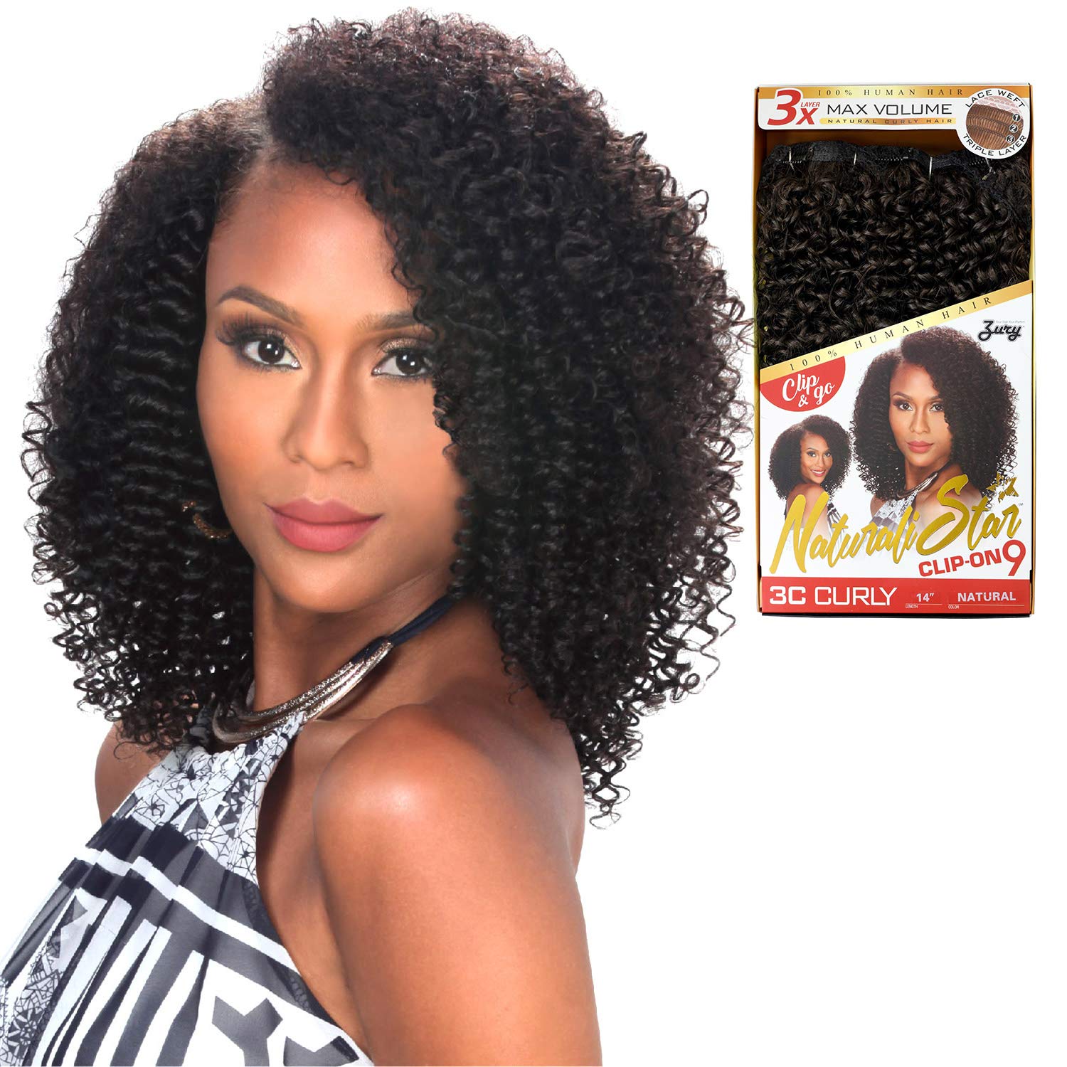 ZURY ROYAL NAT CLIP-ON 3C CURLY 12"