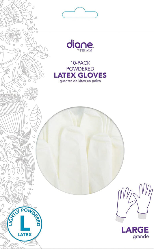 DIANE 10PK POWDERED LATEX GLOVES L D8003