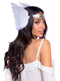 LEG AVENUE FEATHER HEADBAND O-RING WITH METAL FILIGREE MEDALLION ACCENT
