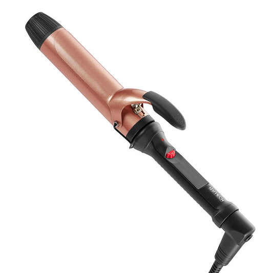 IZUTECH PRO TOURMALINE CERAMIC BARREL CURLING IRON 1.5'' ROSE GOLD BLACK