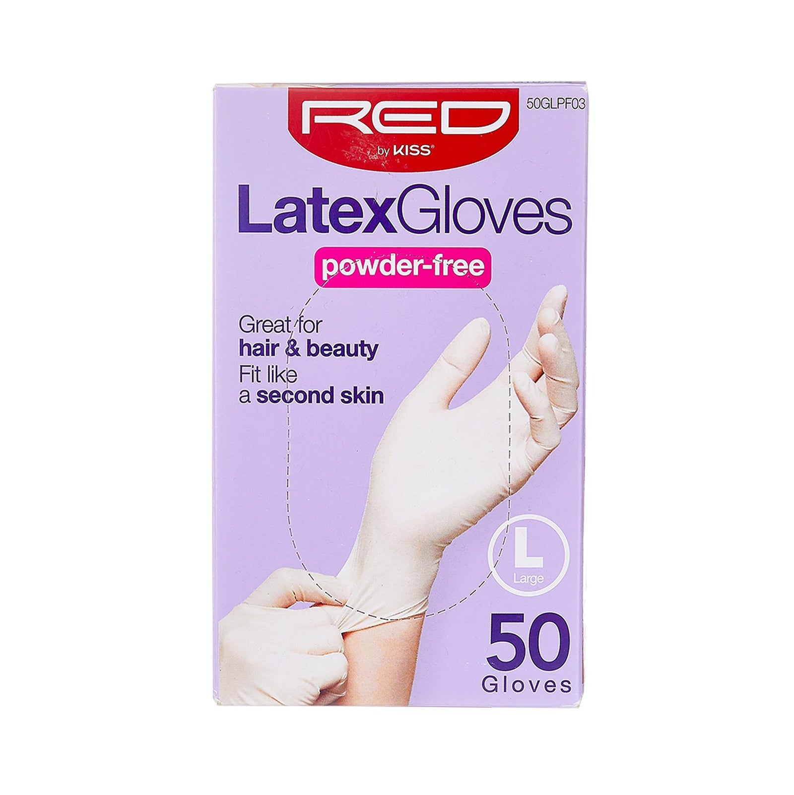 RED BY KISS LATEX GLOVES (12pc) LARGE GLPF03
