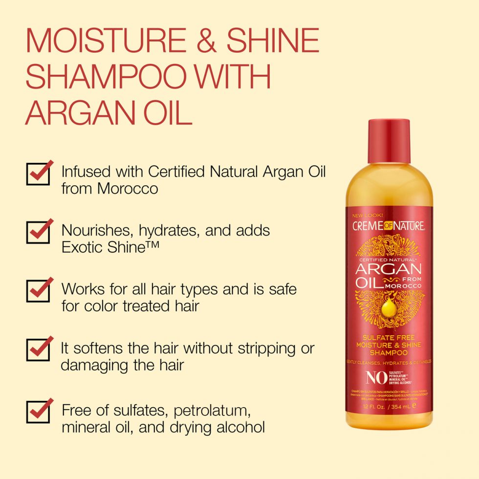 CREME OF NATURE SULFATE FREE MOISTURE & SHINE SHAMPOO 12OZ