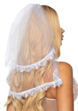 LACE TRIMMED BRIDAL VEIL - WHITE
