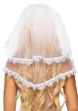 LACE TRIMMED BRIDAL VEIL - WHITE