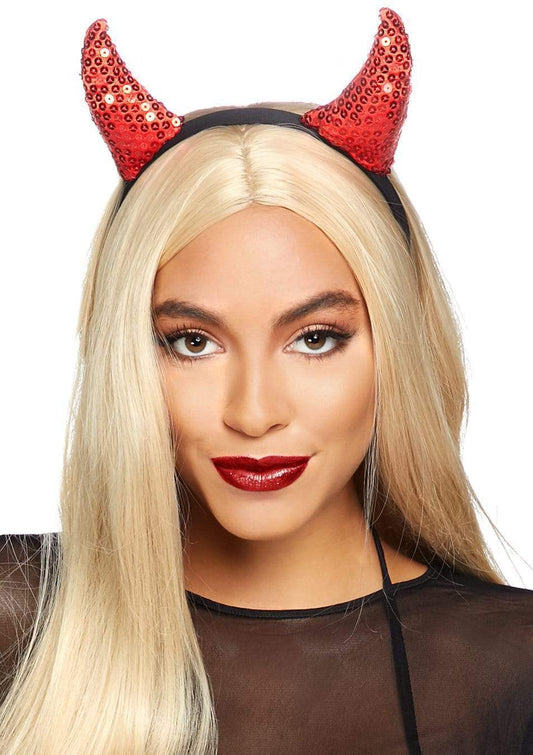 SEQUIN DEVIL HORNS - RED