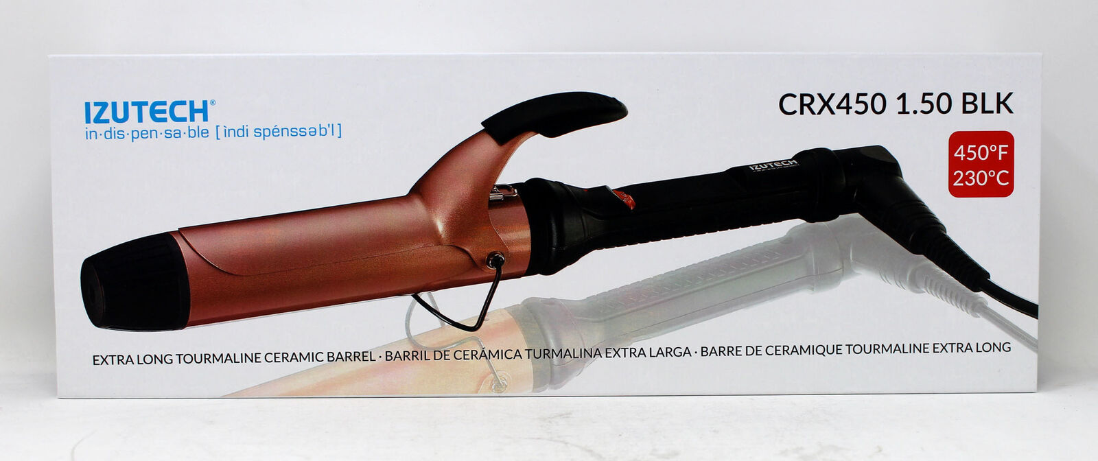 IZUTECH PRO TOURMALINE CERAMIC BARREL CURLING IRON 1.5'' ROSE GOLD BLACK